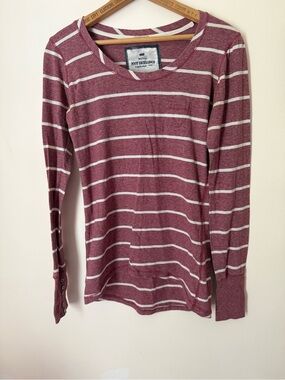 Poof Excellence Burgundy & White Striped Long Sleeve Tee
